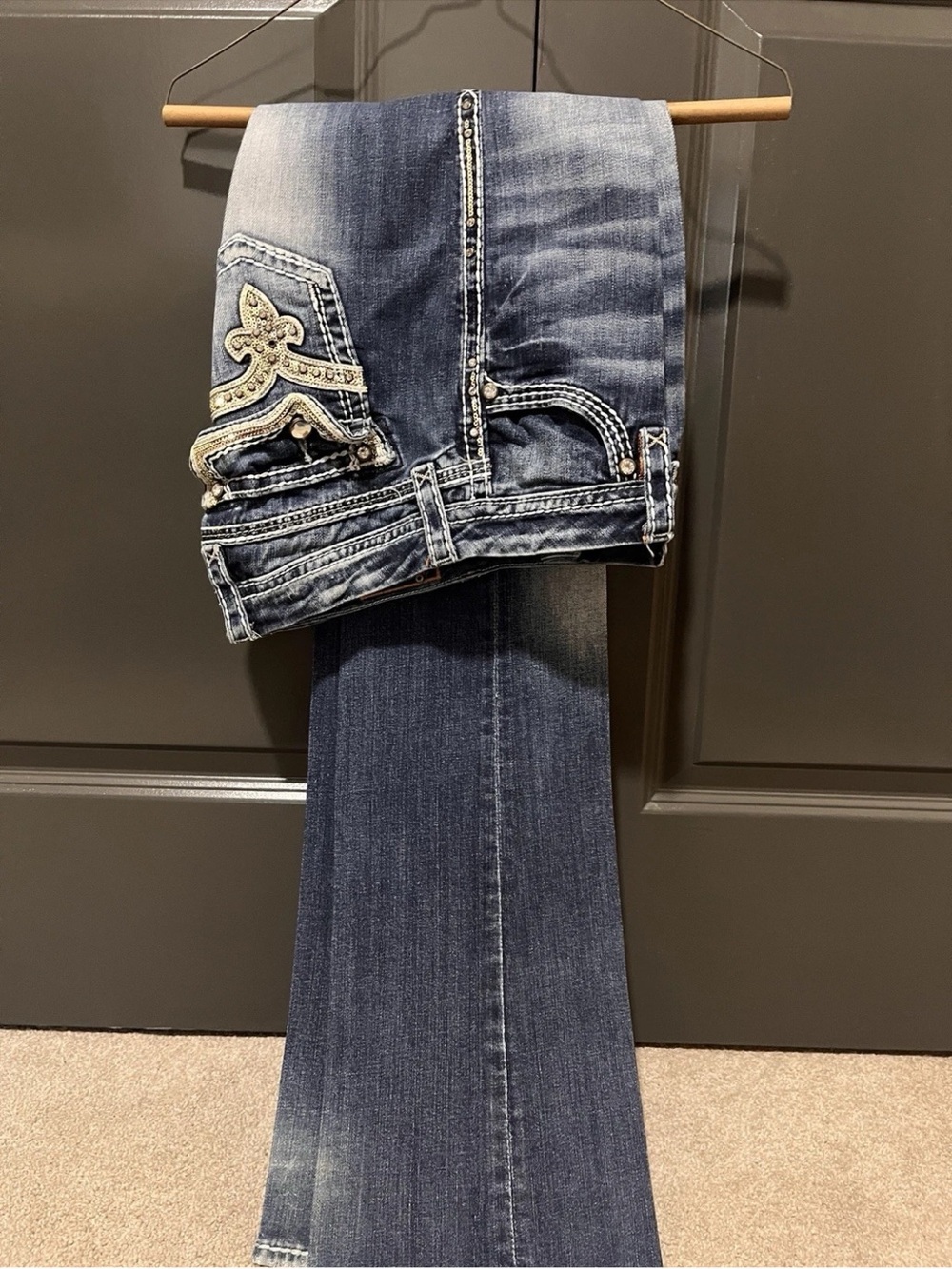 Rock Revival Kai Blue Embellished Boot-Cut Jeans